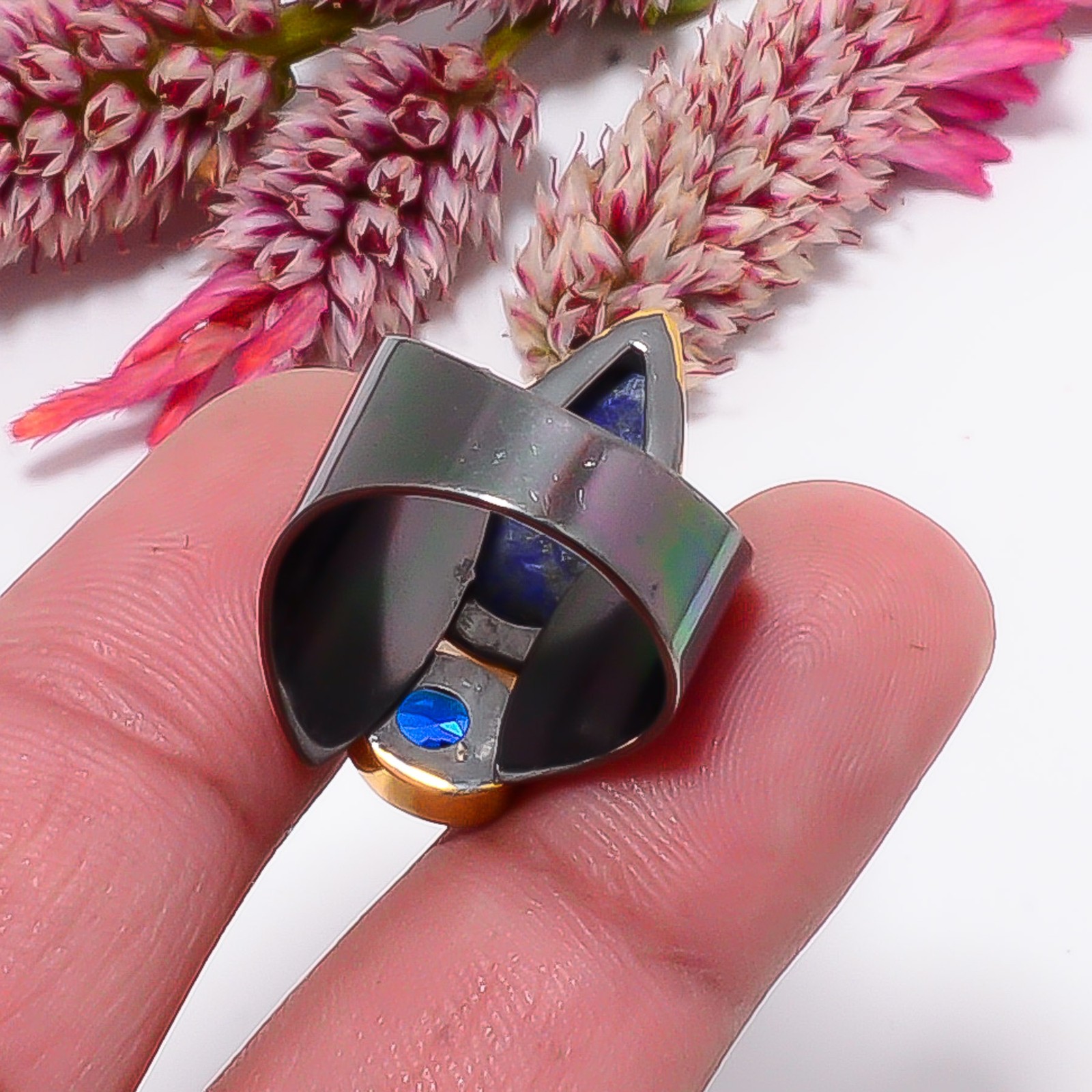 Natural Lapis Lazuli, Blue Sapphire 925 Sterling Silver Ring s.8.5 Sku44