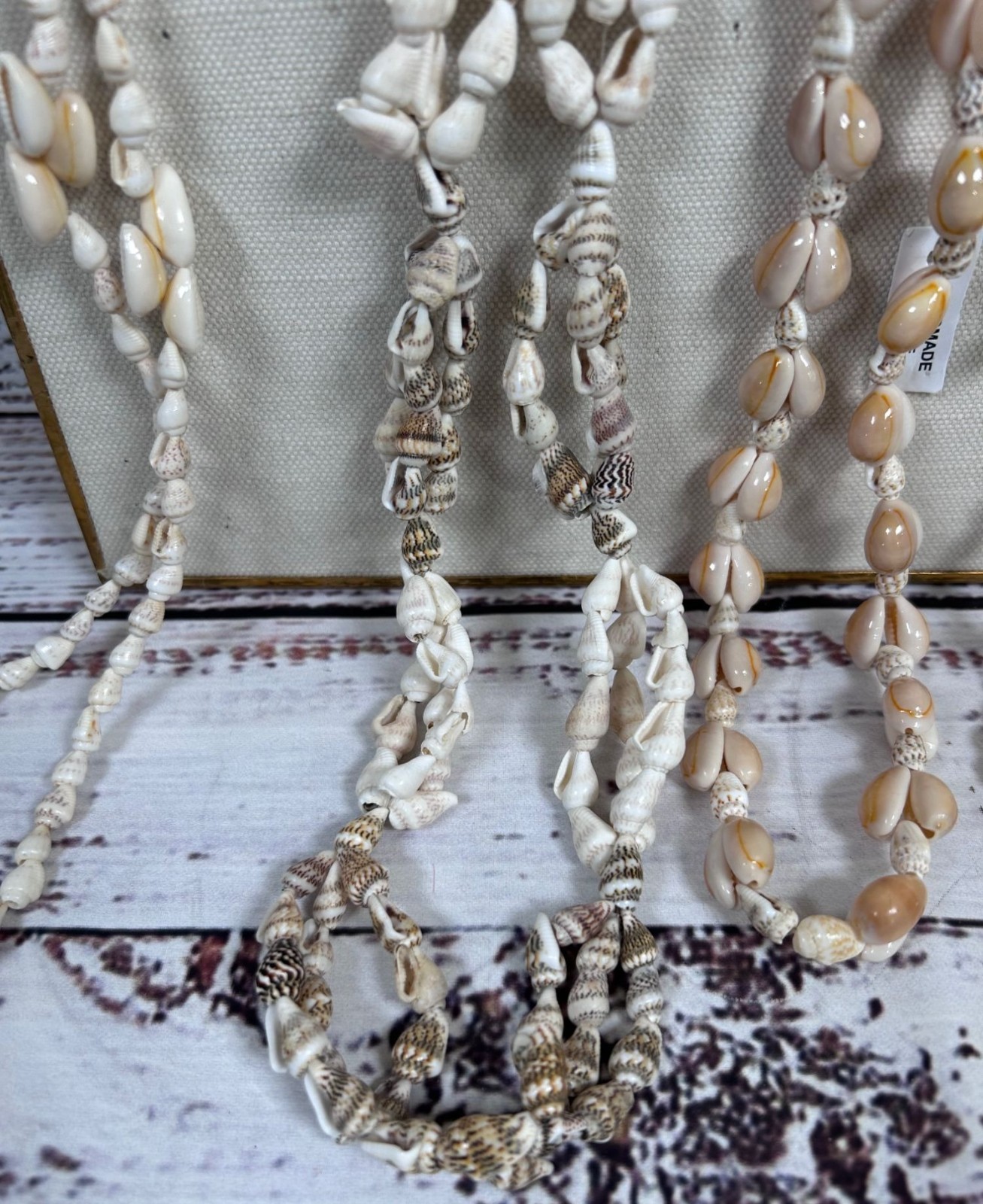 Vintage Cowrie Sea Shell Necklace Lot Handmade in Philippines Souvenir Boho Tiki