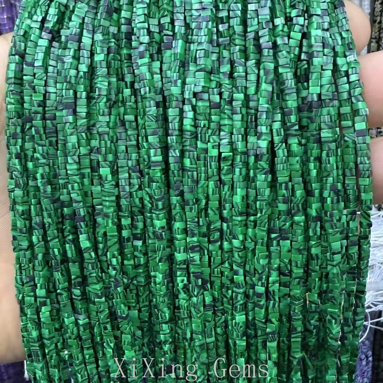 1x2mm Synthesis Malachite Flat Square Disc Spacer Beads for Jewelry Making DIY