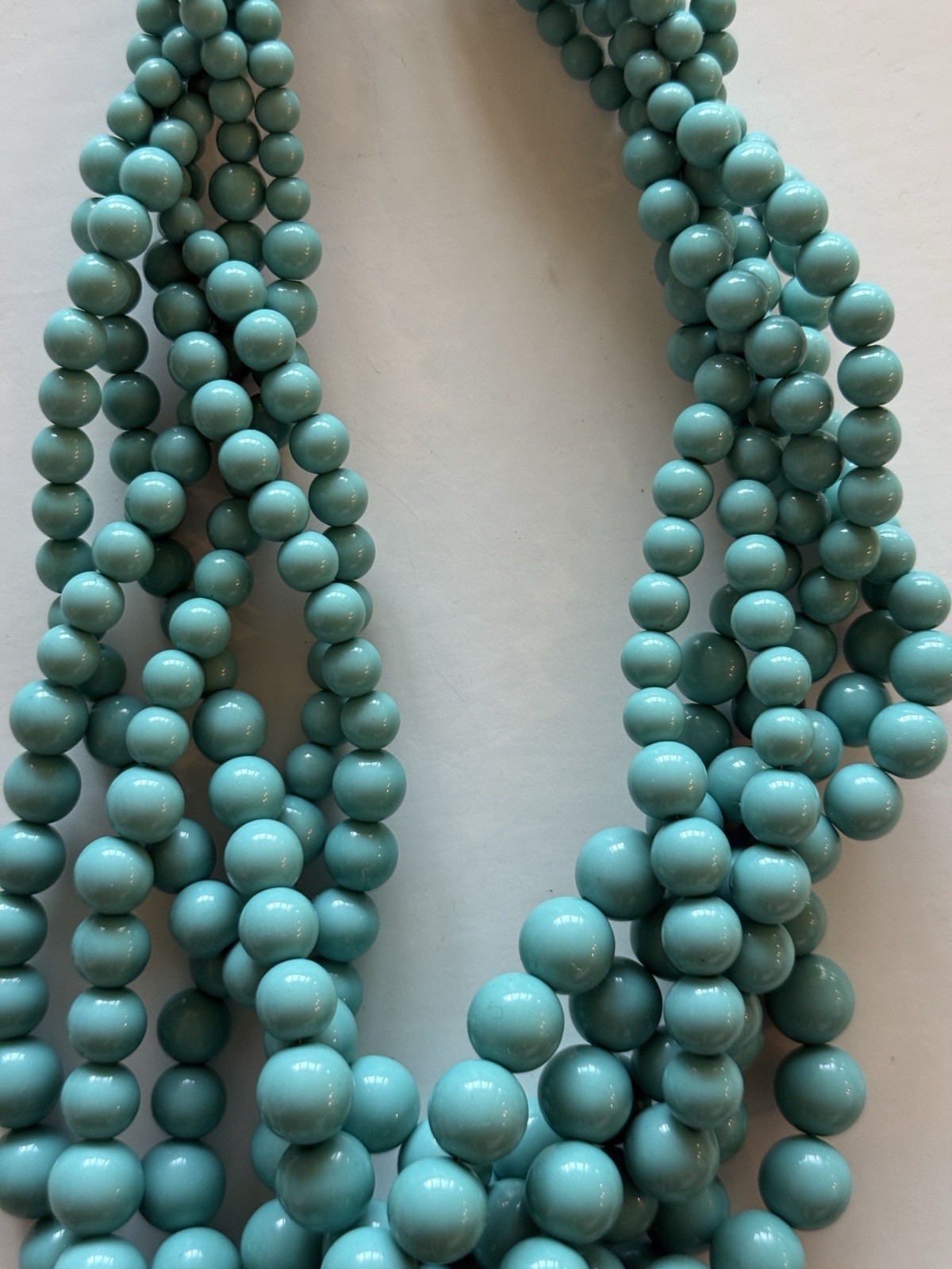 Blue Beaded Multi-Strand Statement Necklace Lobster Clasp Adjustable