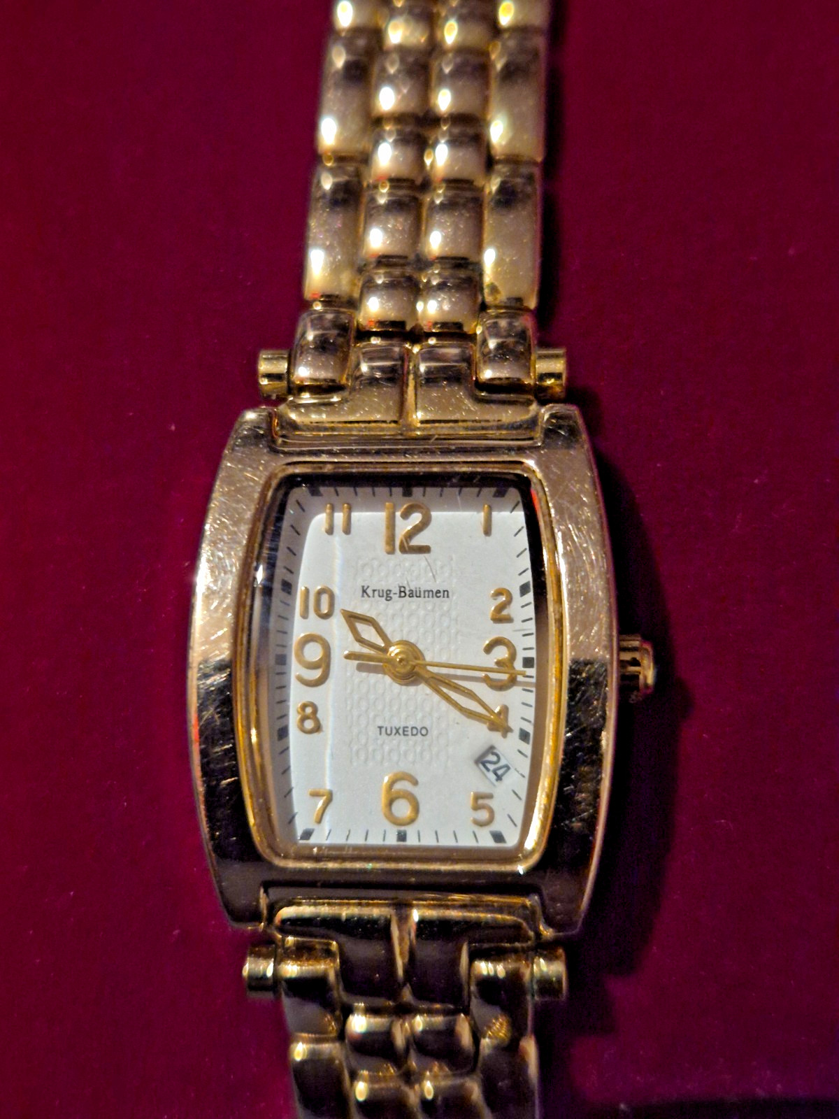 KRUG BAUMEN Tuxedo Ladies Gold Plated Quartz Watch-Working