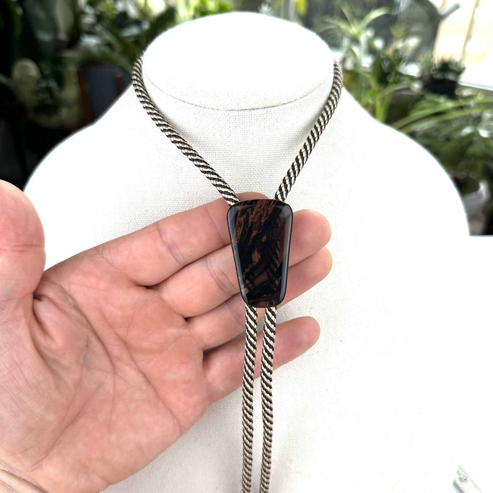 Stunning Translucent Mahogany Obsidian Western Bolo Tie Southwestern ￼