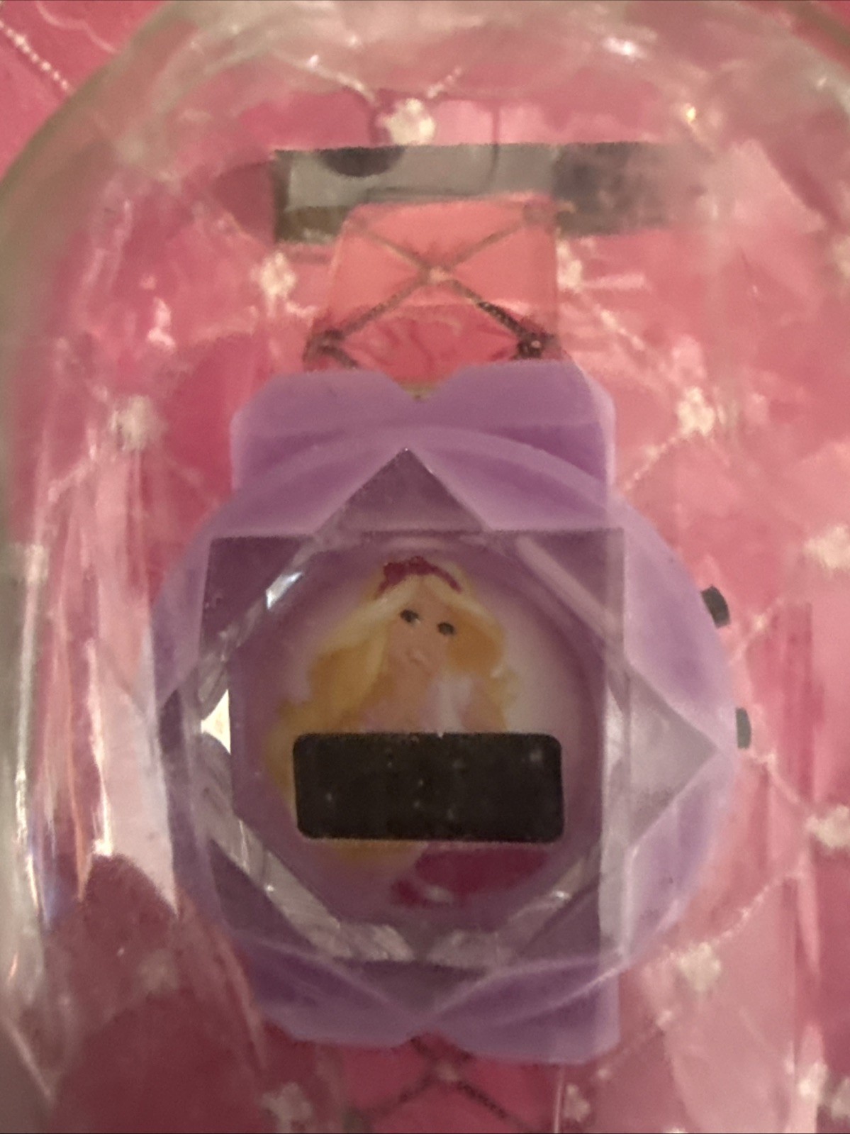 Barbie LED Digital Hot Pink Diamond Pattern Band Adjustable Band Wrist Watch-New