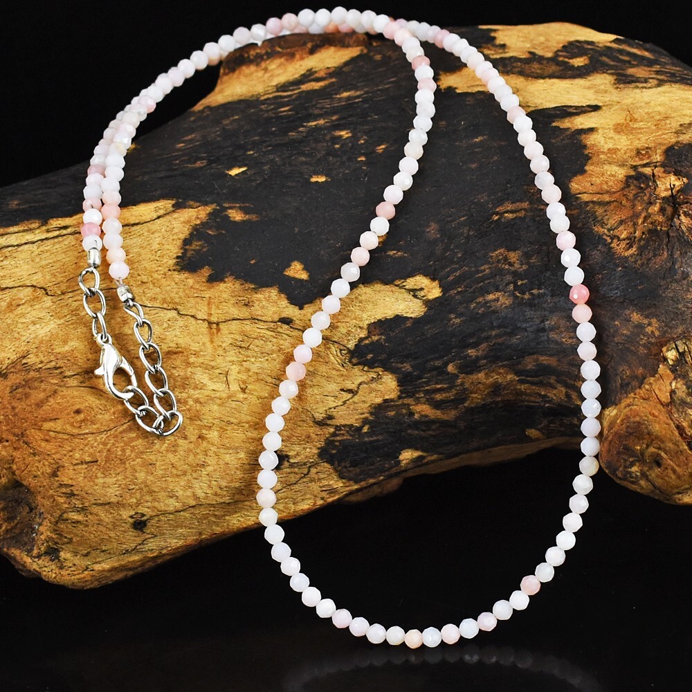 Pink Opal Amazing Sparking 34.00 Cts Beaded Beautiful Womens Necklace VK 37 E584