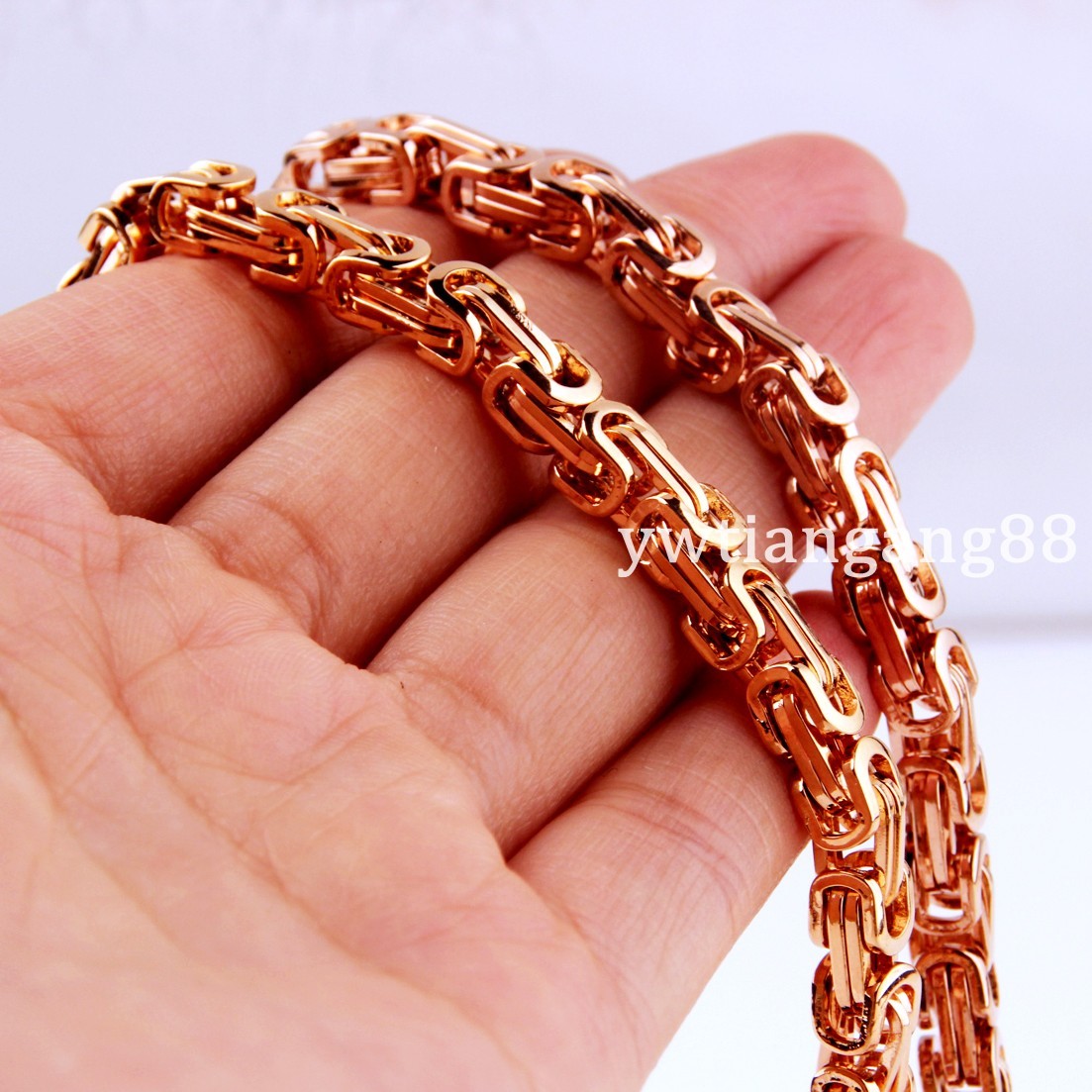 16~40″ 4/5/8mm Charming Stainless Steel Byzantine Box Chain Mens Women Necklace