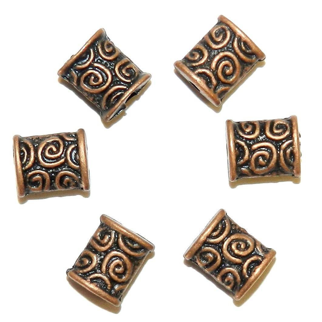 MB3151 Antiqued Copper 8mm Flat Puffed Rectangle Metal Beads 25pc