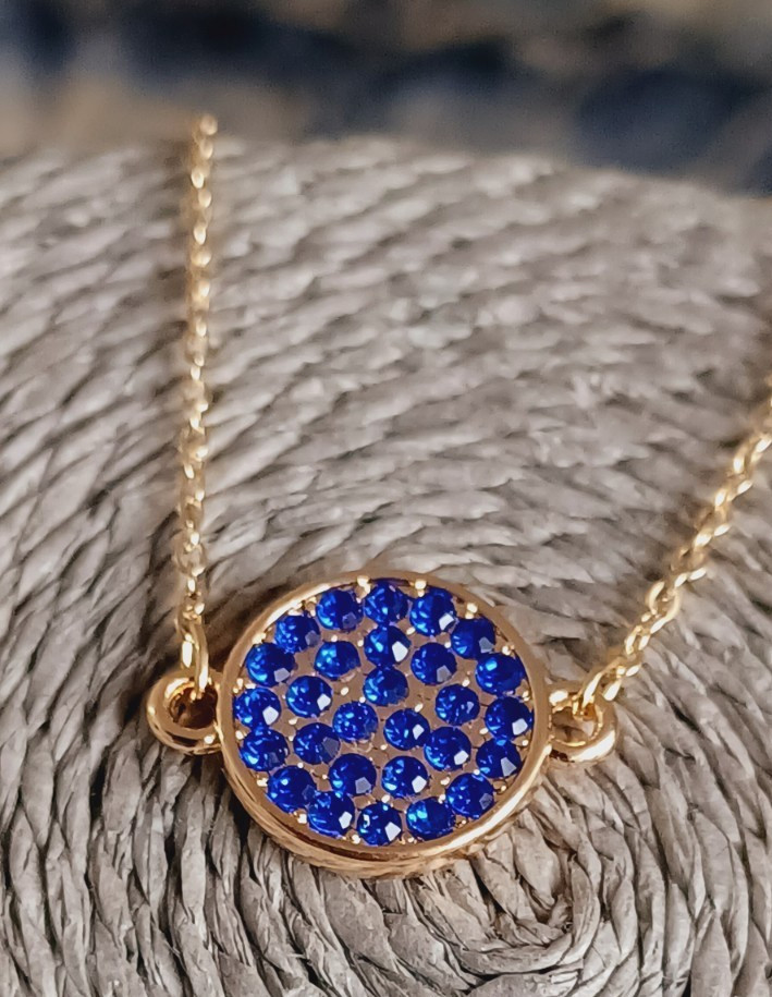 Daniel Hechter Necklace & Bracelet Set Blue Rhinestones Gold Tone Jewellery Gift