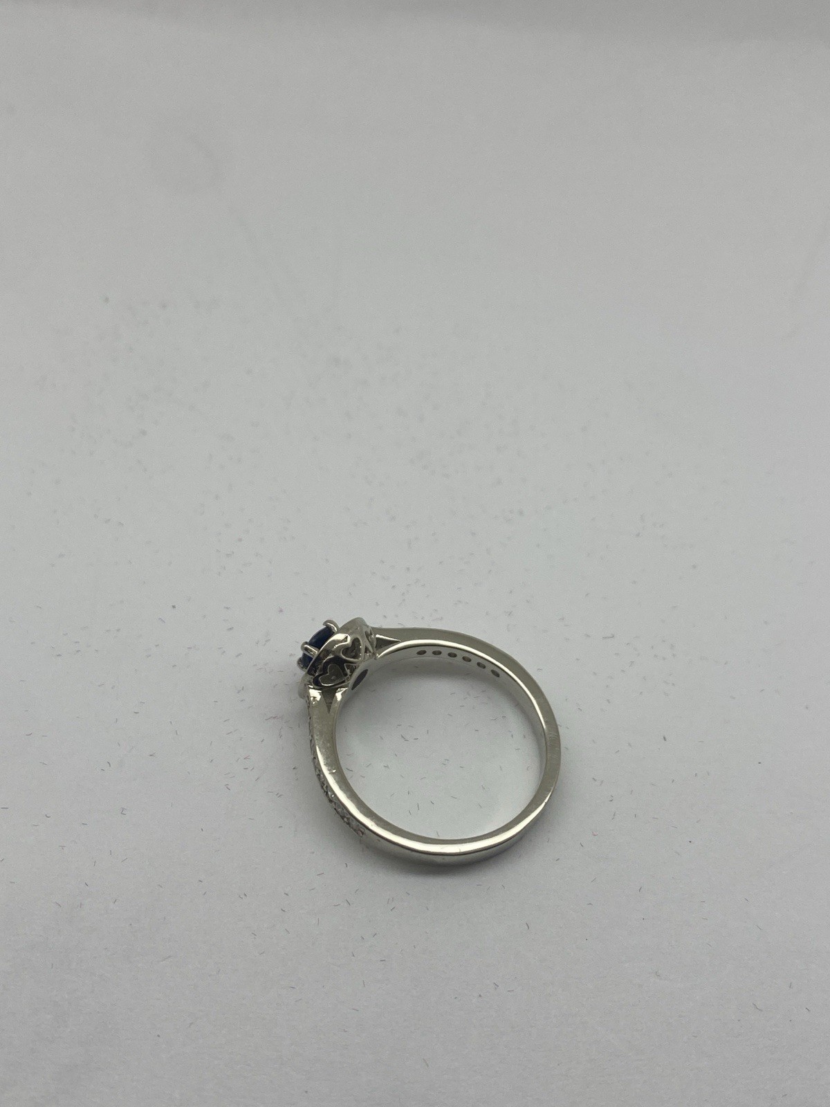 14k White Gold 0.36ct Lab Grown Diamond & 0.25 Ct Blue Sapphire Cocktail Ring