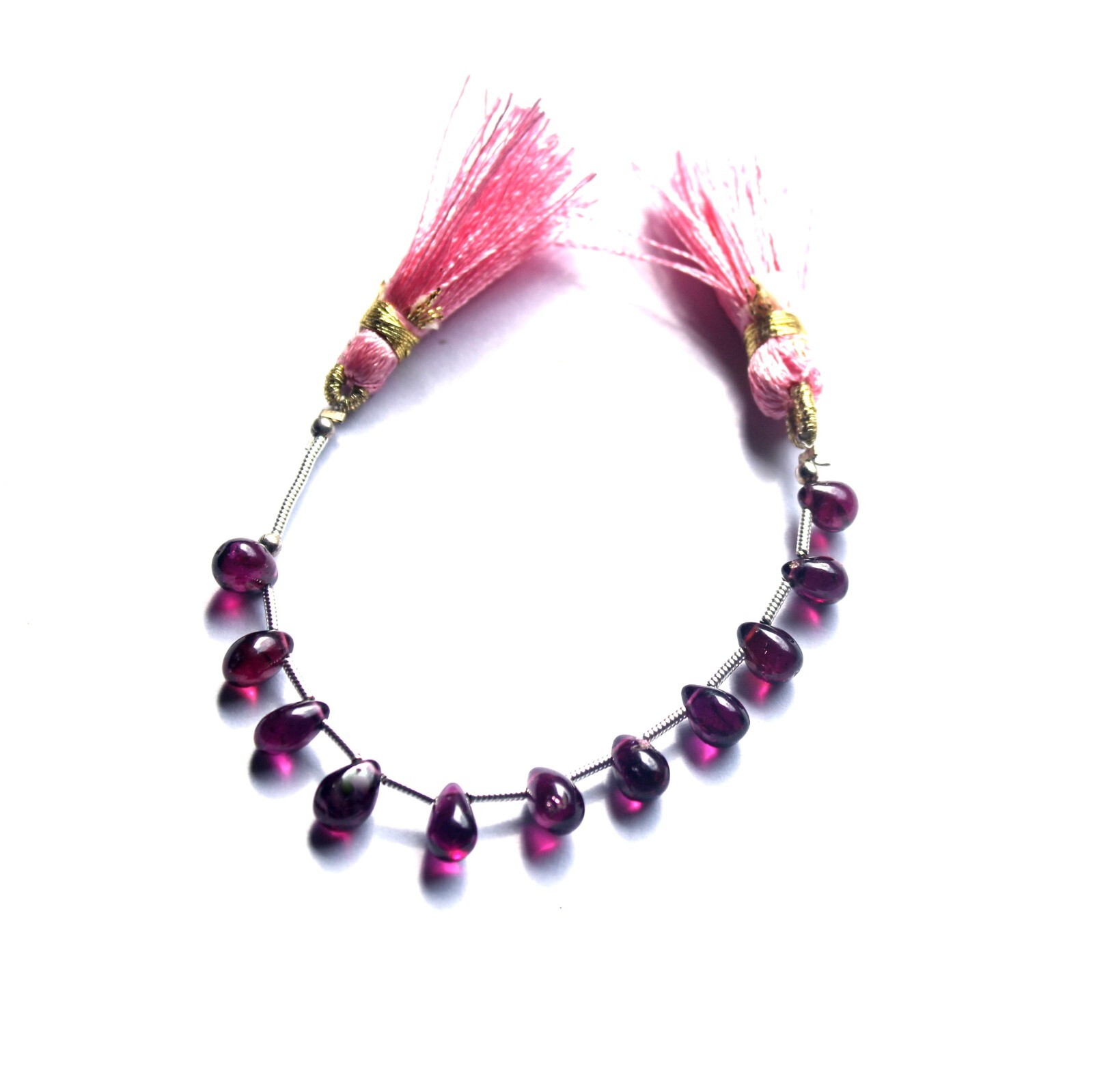 5×7-5×7.5 MM Natural Purple Pink Rhodolite Garnet Smooth Drops 4 Inch Beads