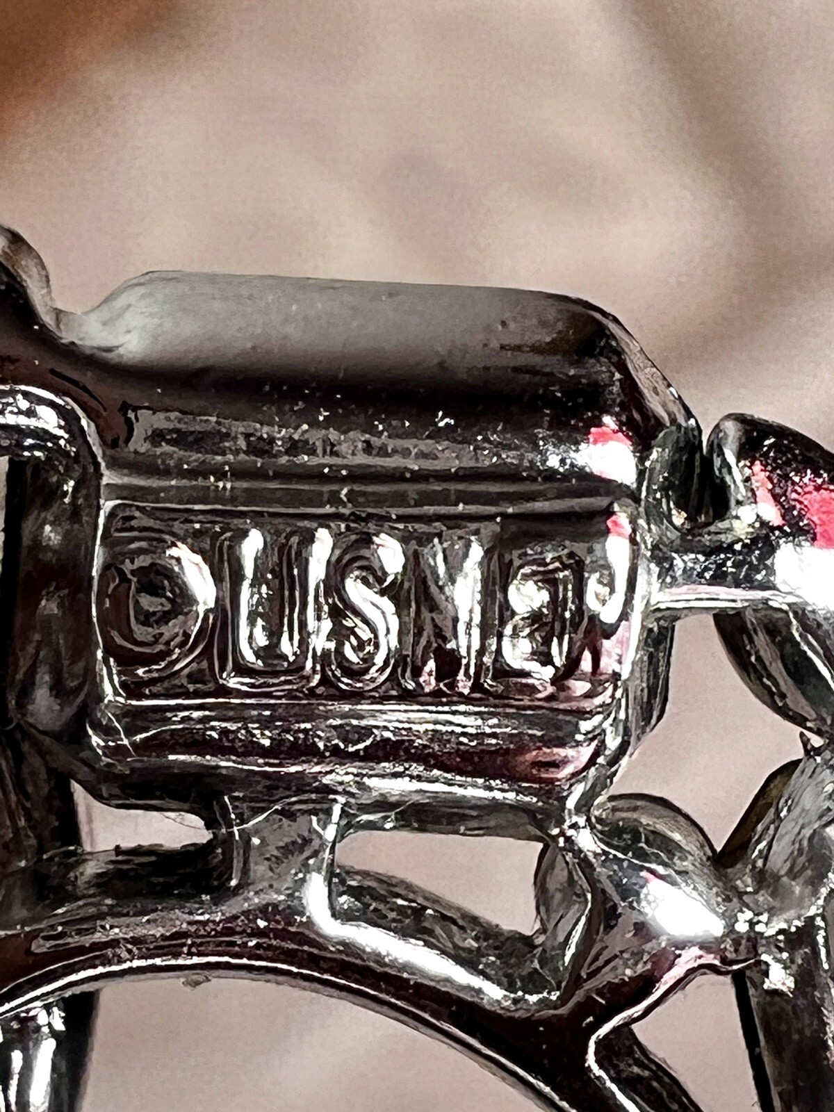 Vintage Lisner Swirl Silver Gray Blue Brooch Pin Rhinestones Emerald Cut