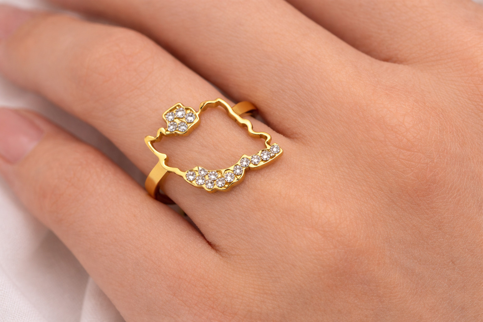 NASIMA Iran Map Jewelry Set 18K Gold Plated Necklace Ring Bracelet Earrings Gift