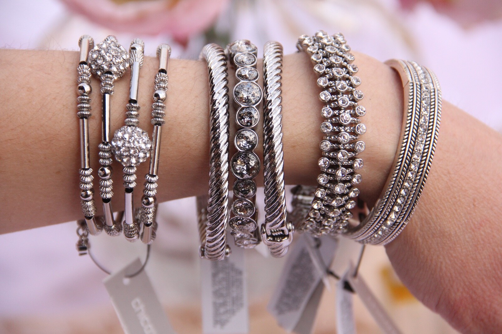 Chico’s Silver Pave Stretch Tennis Bracelet