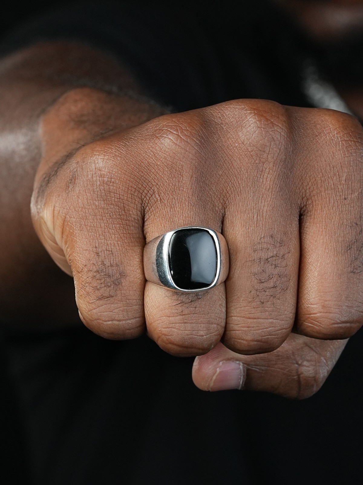 Handmade Men’s Black Onyx Ring in Real 925 Sterling Silver Natural Gem Stone