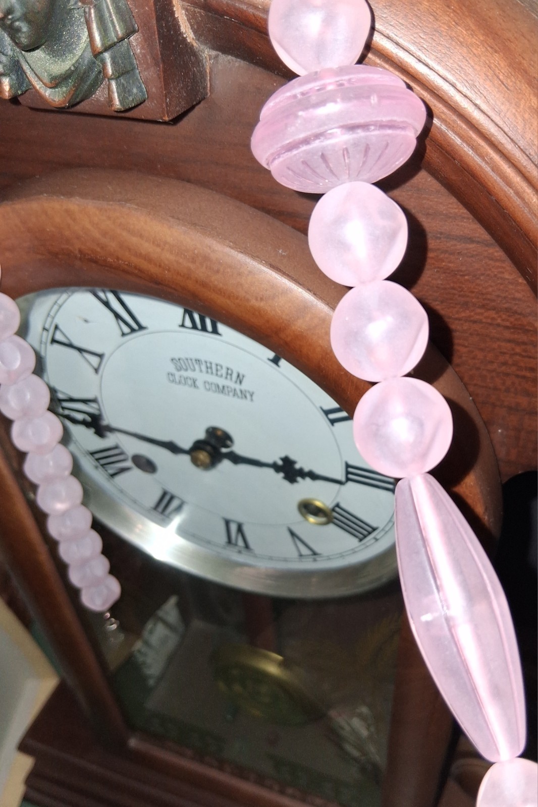 Vintage Celluloid “Rose Quartz” 30″ Beaded Necklace- Original Clasp