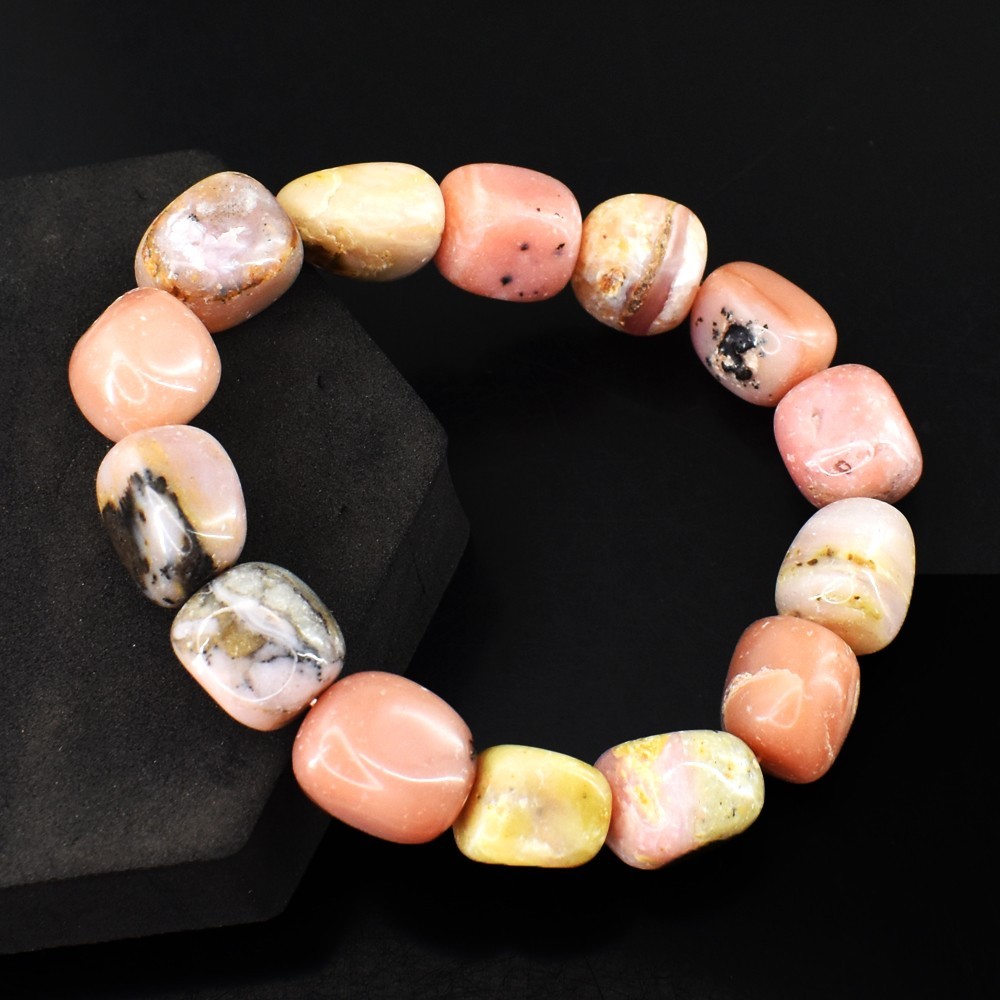 Dazzling Pink Australian Opal 248.00 Cts Stretchable Bracelet Beaded VK 45 AZ6