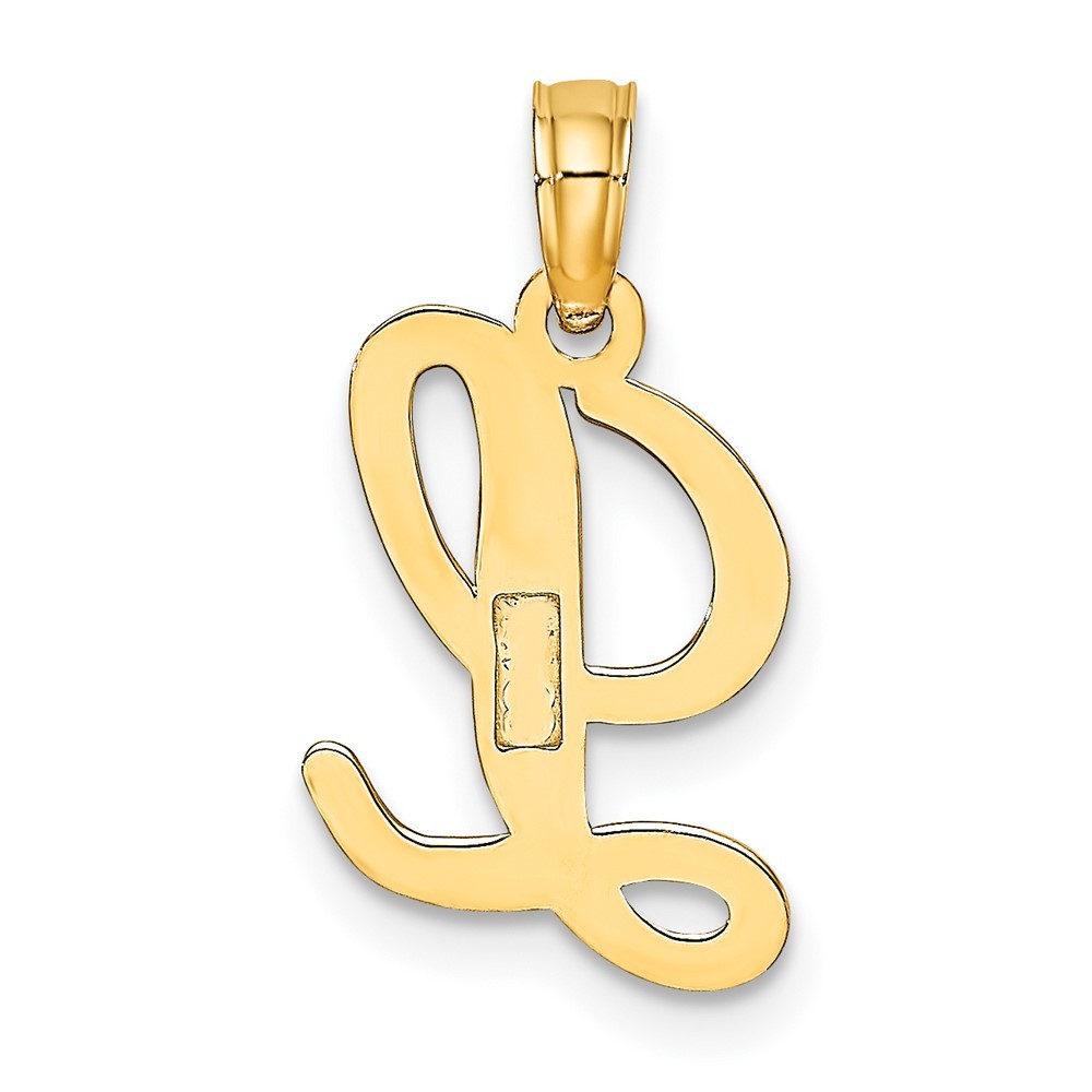 10K Yellow Gold Polished L Script Initial Charm Pendant L-20.6 mm