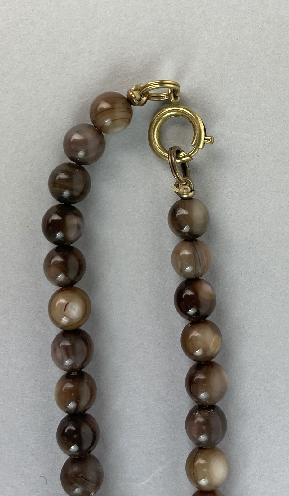 VTG 1970s Agate & Shell Beaded Bohemian Necklace tone necklace 26″, S14