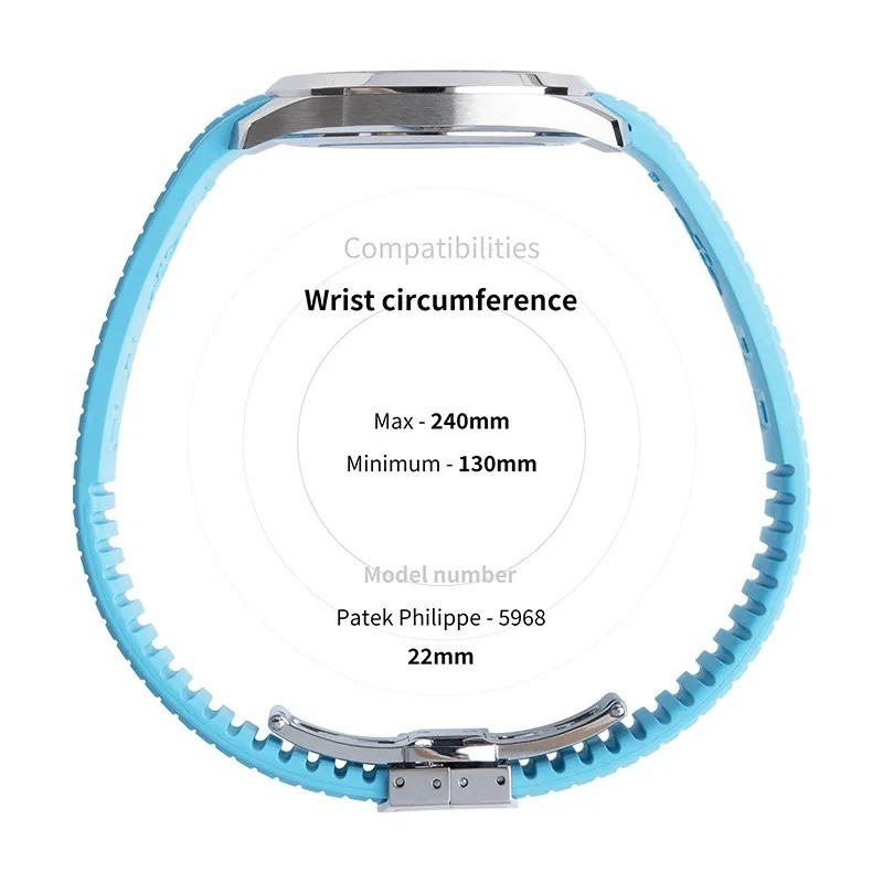 22mm FKM Rubber Watch Strap Replacement For Patek Philppe Aquanaut 5968