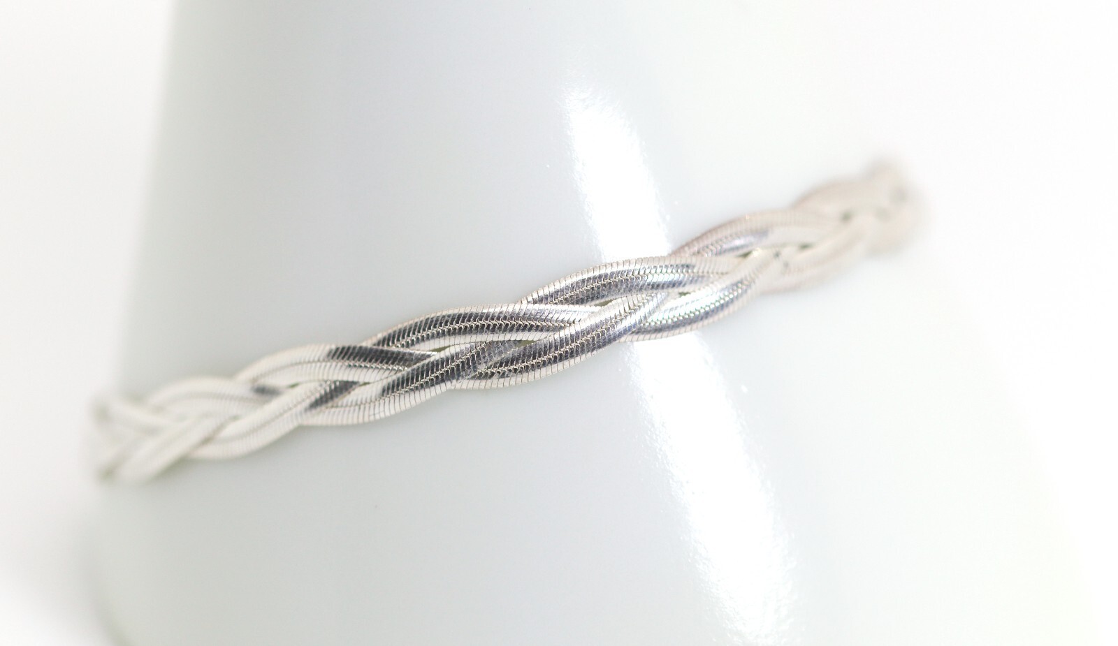 925 ITALY BIB, Snake Chain Ladies Bracelet Braided, L: 18-19cm Lobster Clasp