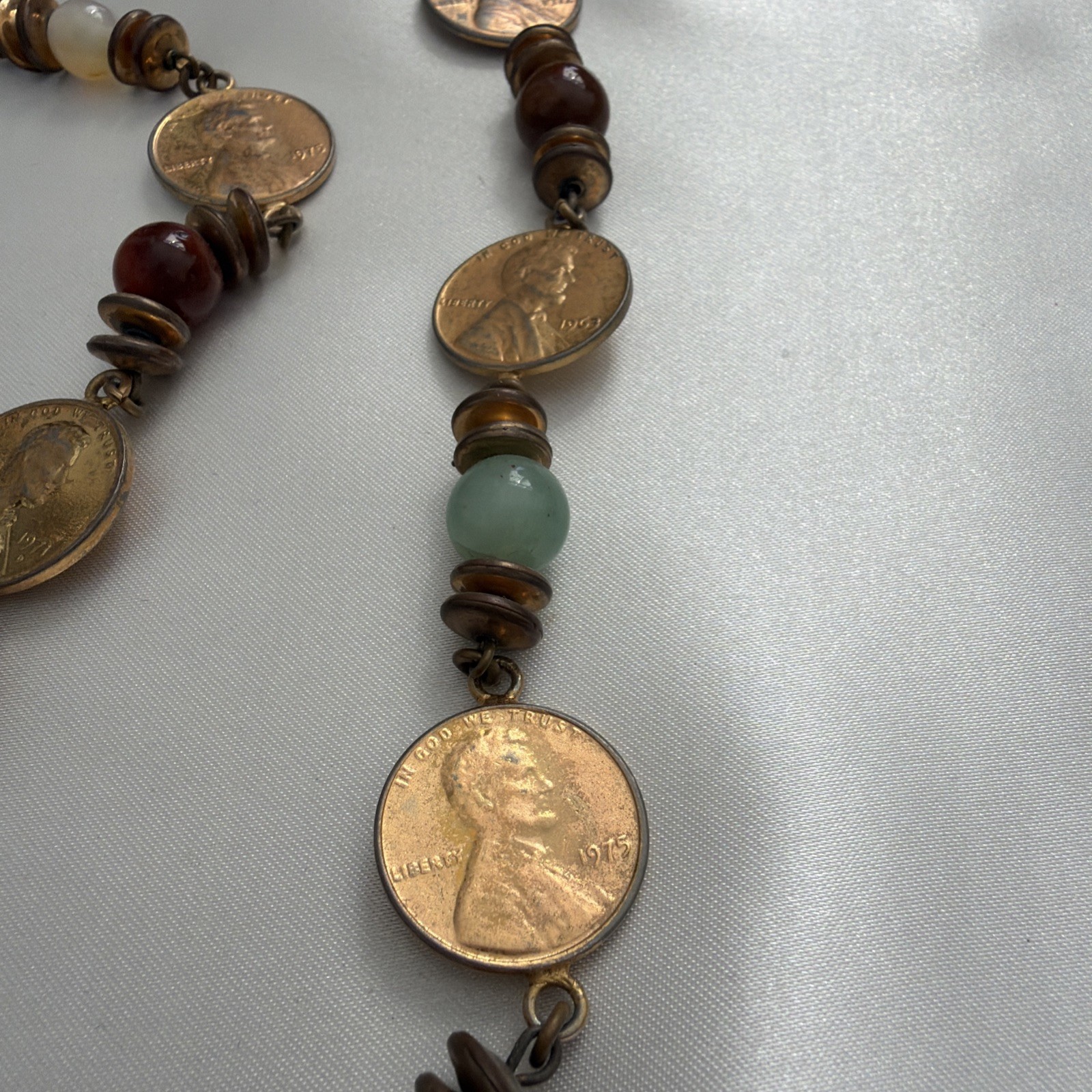 Vintage Miriam Haskell Lincoln Penny Necklace Signed Patent 3427691 Designer