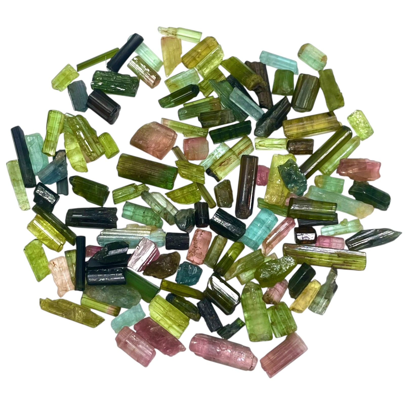 127 Pcs Natural Tourmaline 4-16mm Multi Color Rough Stick Loose Gemstones Lot