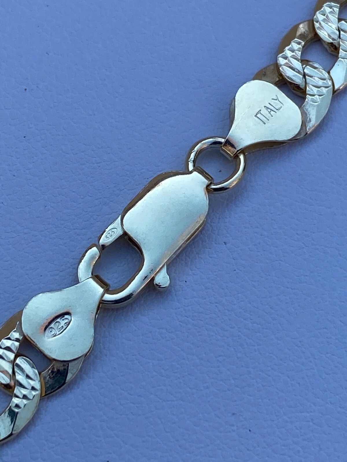 Cadena CUBANA De Plata De Ley 925 Bañada En Oro De 14K Corte Diamante de 4-11MM