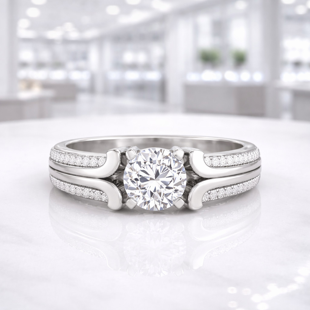2.80 Ct Round Cut Natural Diamond Wedding Ring 14K White Gold Size 8