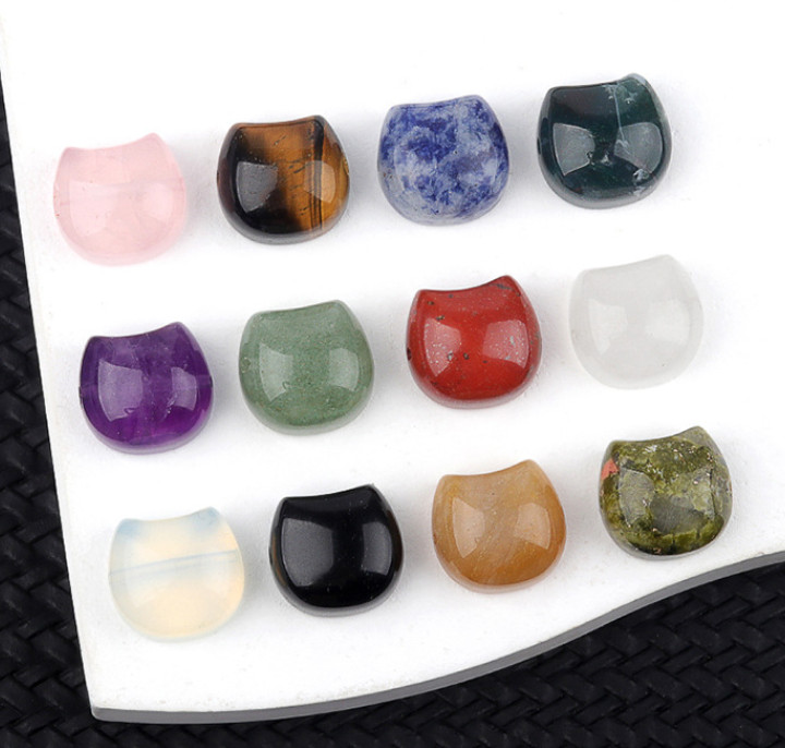 10Pcs 16x15x8mm Black Obsidian Faceless Cat Head Horizontal Holes Beads ETY51