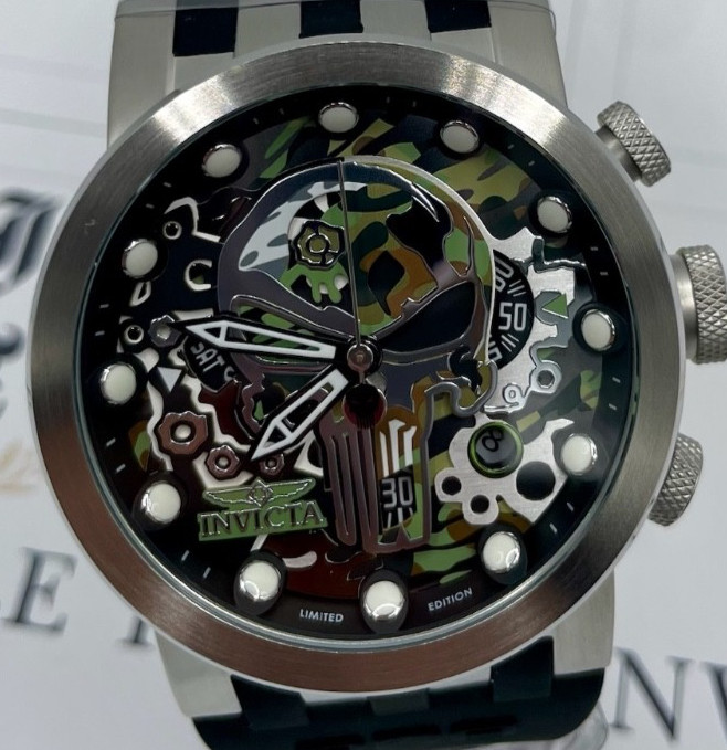 Invicta Marvel Punisher Men’s 46mm Limited to 3,000 Swiss Chrono Watch (34680)