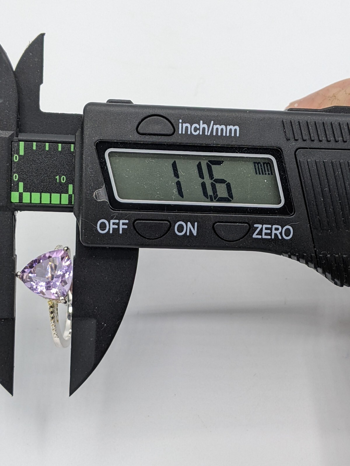 STS Rose De France Amethyst Trillion Cut & CZ Ring in Sterling Silver Size 8.25