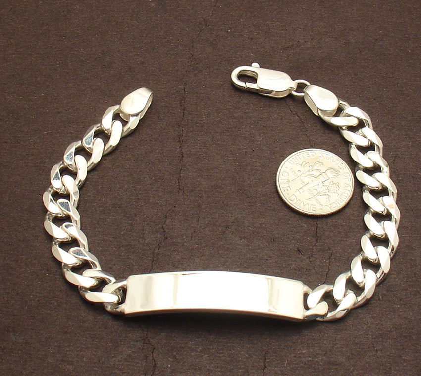9″ Mens 8mm Solid Miami Cuban Curb Chain ID Bracelet Real 925 Sterling Silver
