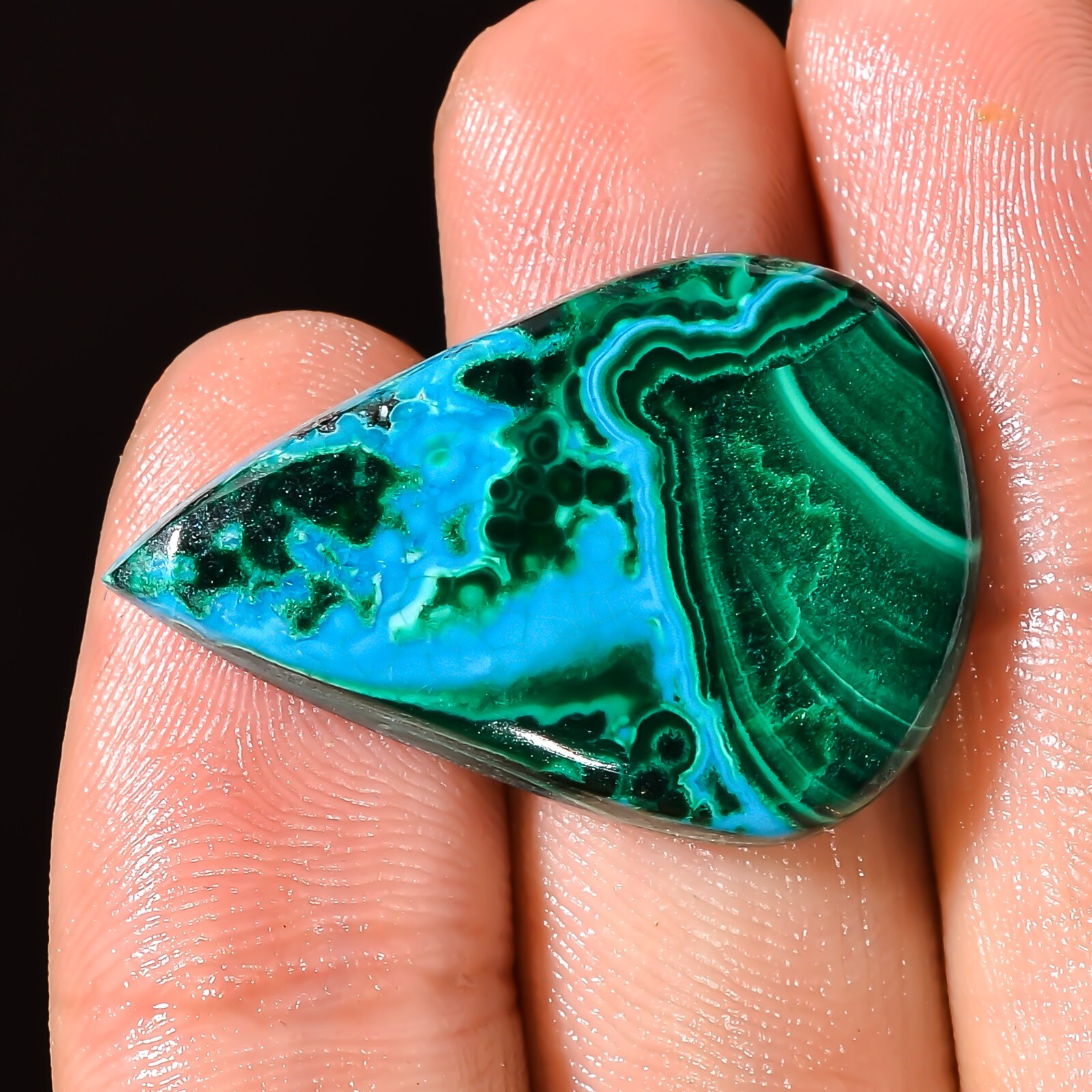32.45 Ct Natural Green Malachite Chrysocolla PEAR Cabochon stone 20x30x5mm BC-59