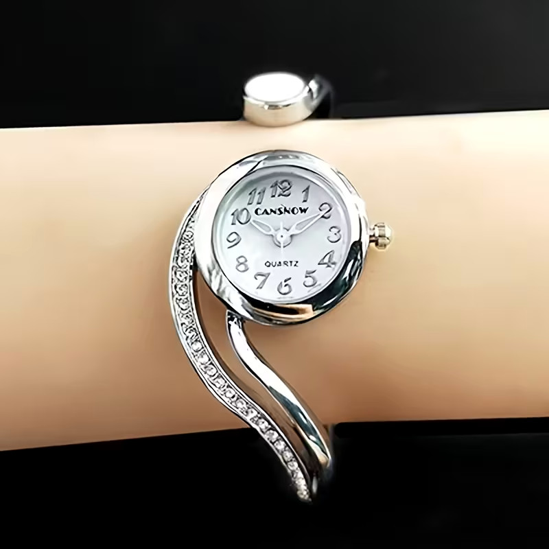 Elegant Ladies Quartz Wristwatch Fashion Alloy Band & Case Holiday Gift