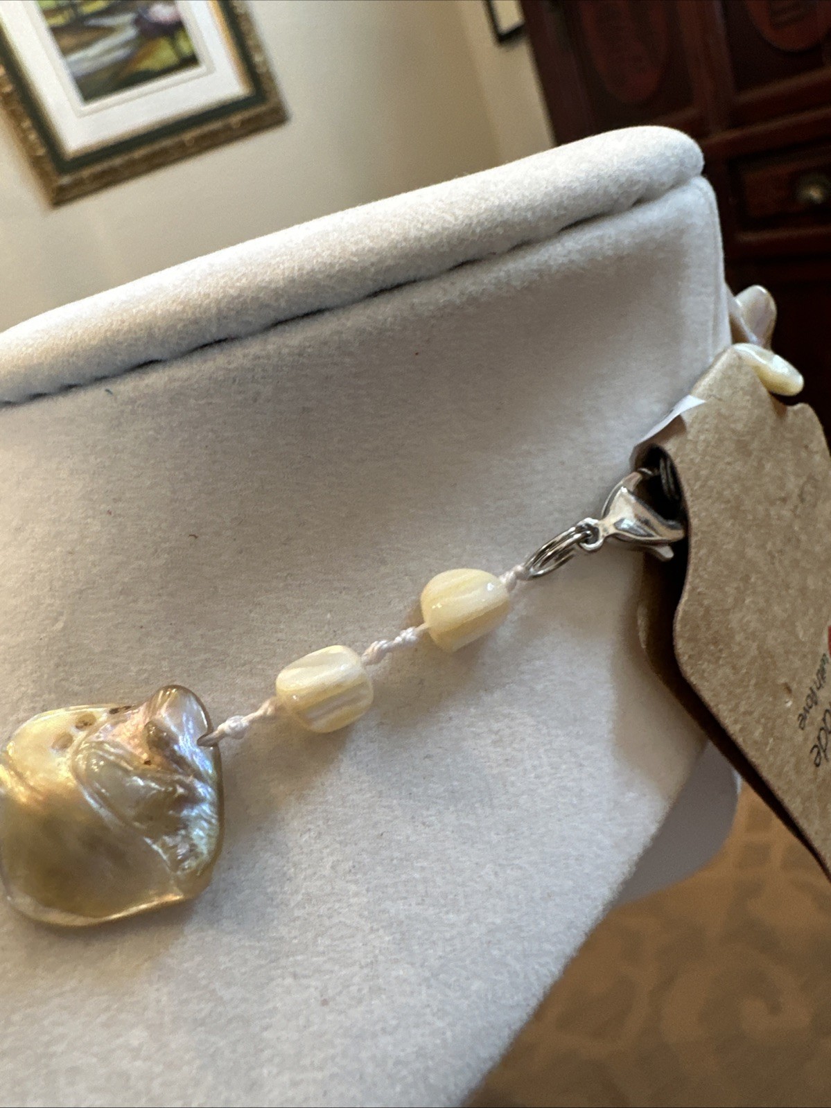 Vintage Multi Strand Nugget Pearl Necklace Cream Champagne Ivory Beaded Layered