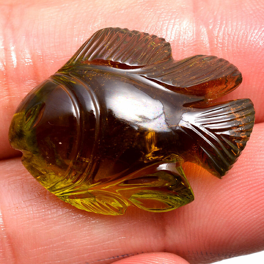 52.00 Cts Natural Tourmaline Untreated Fish Carved GTL CERTIFIED Magnificent Gem