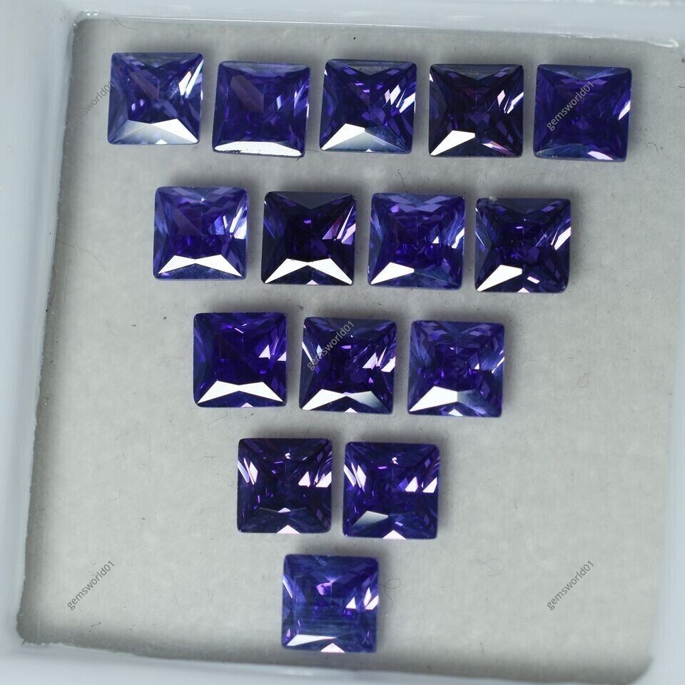 Natural CERTIFIED 21 Pcs Tanzanite Purple Square Cut Loose Gemstone 5×5 mm Lot