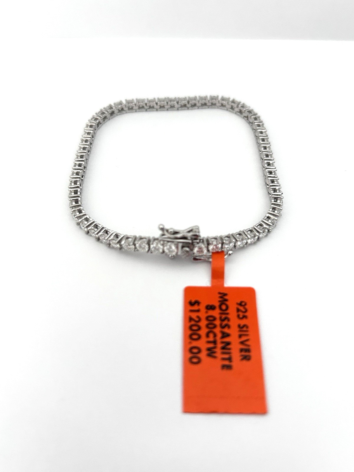 925 silver moissanite tennis bracelet 8.00 cwt. 3mm wide 7.5 inch long
