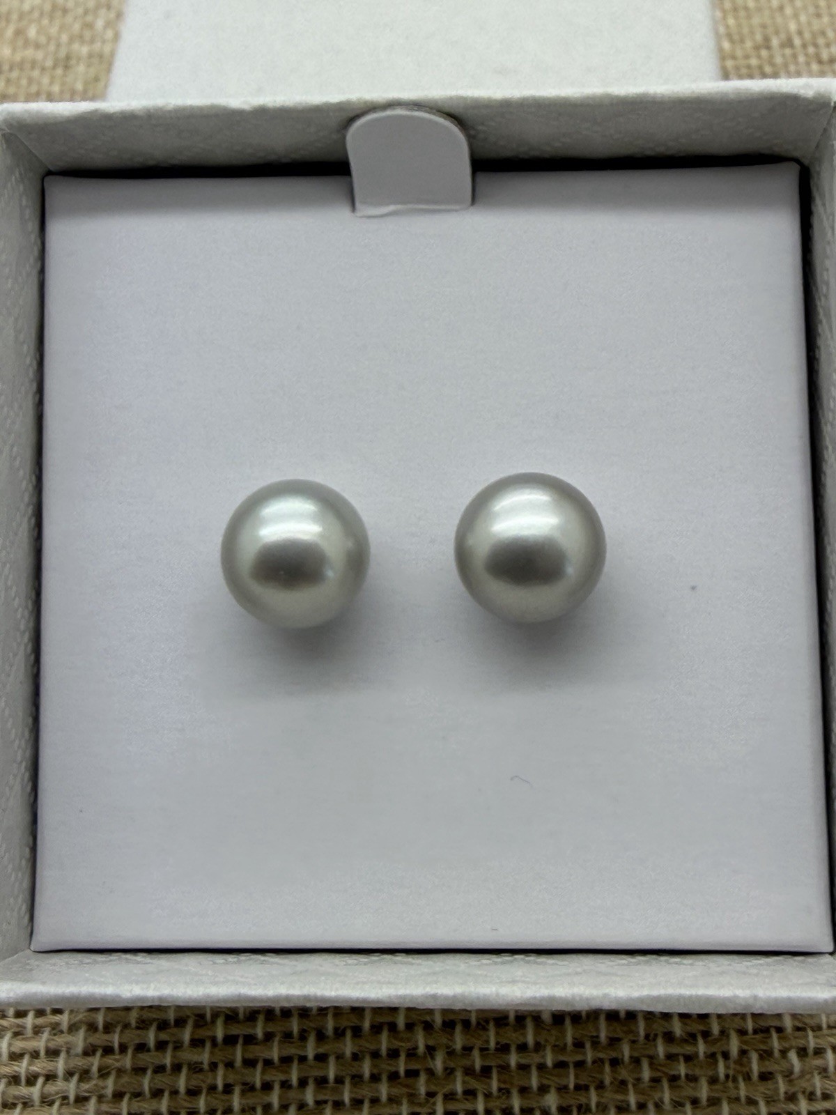HONORA PEARL STERLING SILVER Light gray PEARL STUD EARRINGS 9MM NEW IN BOX