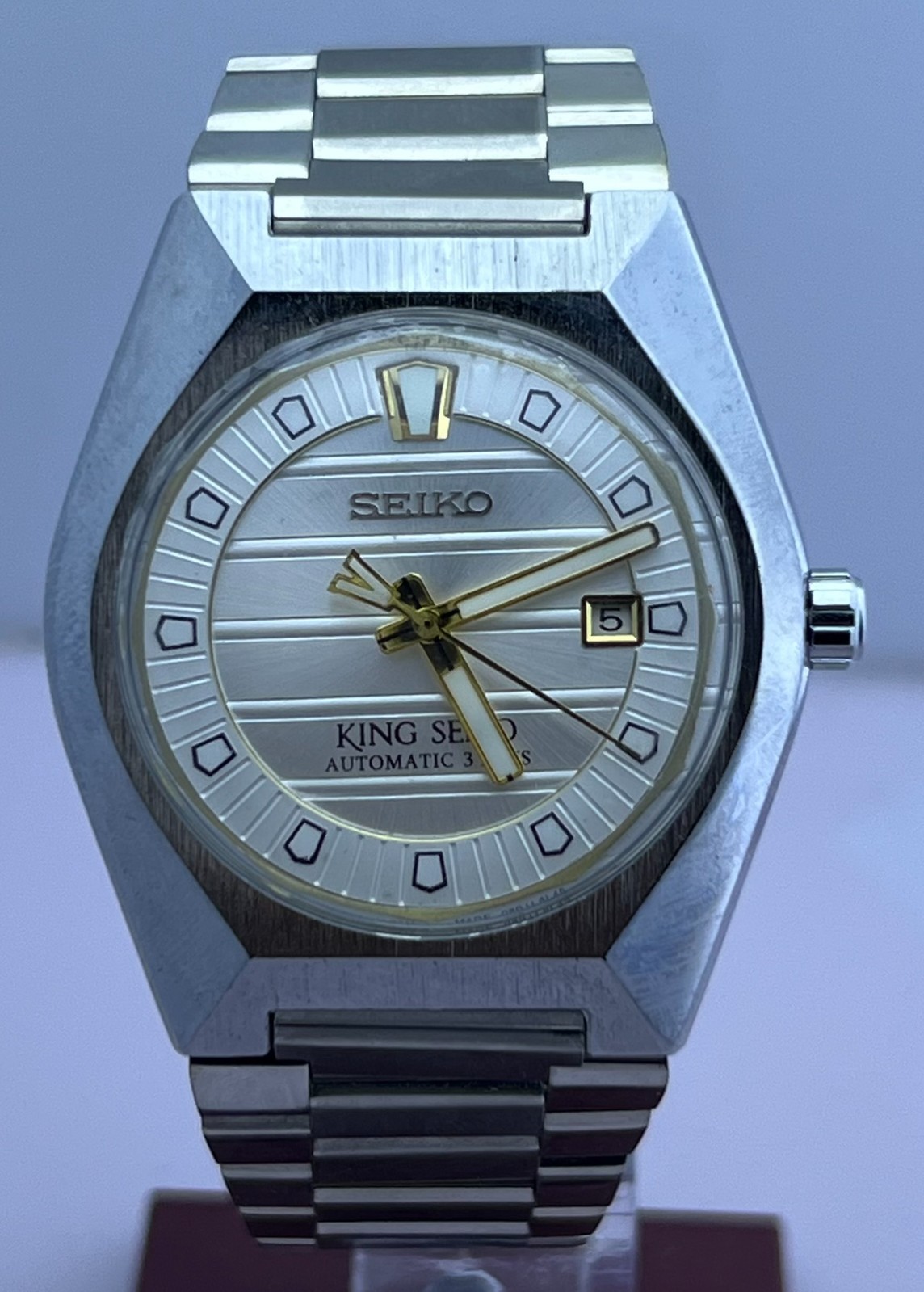 Refurbished King seiko Vanac Automatic White Dial Steel Bracelet Date Wristwatch