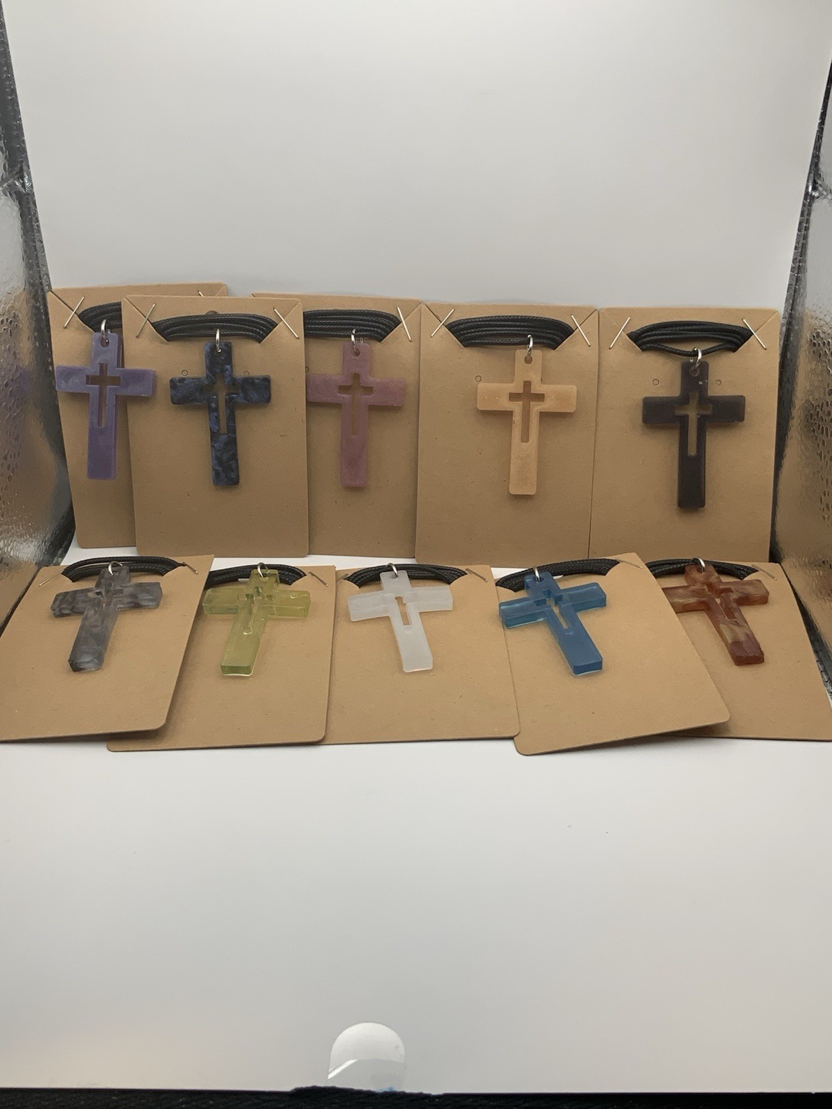 House Of David Handmade Cross Necklace Assorted Colors Bulk Available