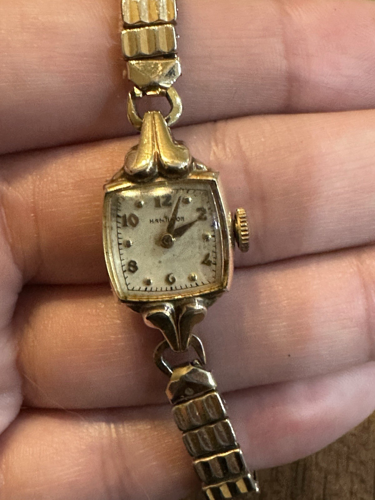 vintage 1940’s Hamilton ladies watch 10k gold filled w Art deco Box MONOGRAMMED