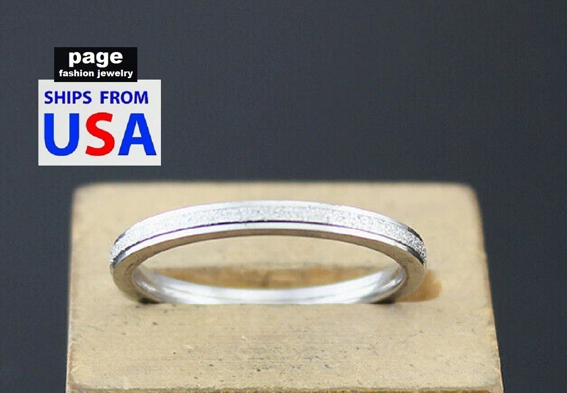 Unique – Outer Layer Sparkles – Lady’s 2mm Stainless Steel Ring Size 6.75-10.5