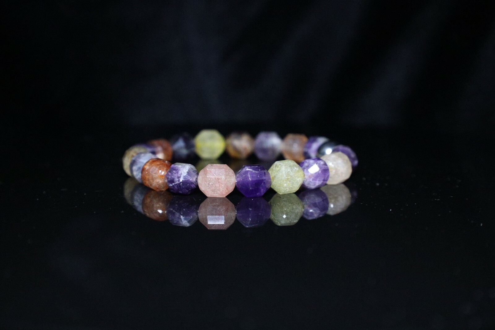 Handmade 10 mm AAA Natural Purple Amethyst Golden Red Rutile Quartz 10mm Faceted