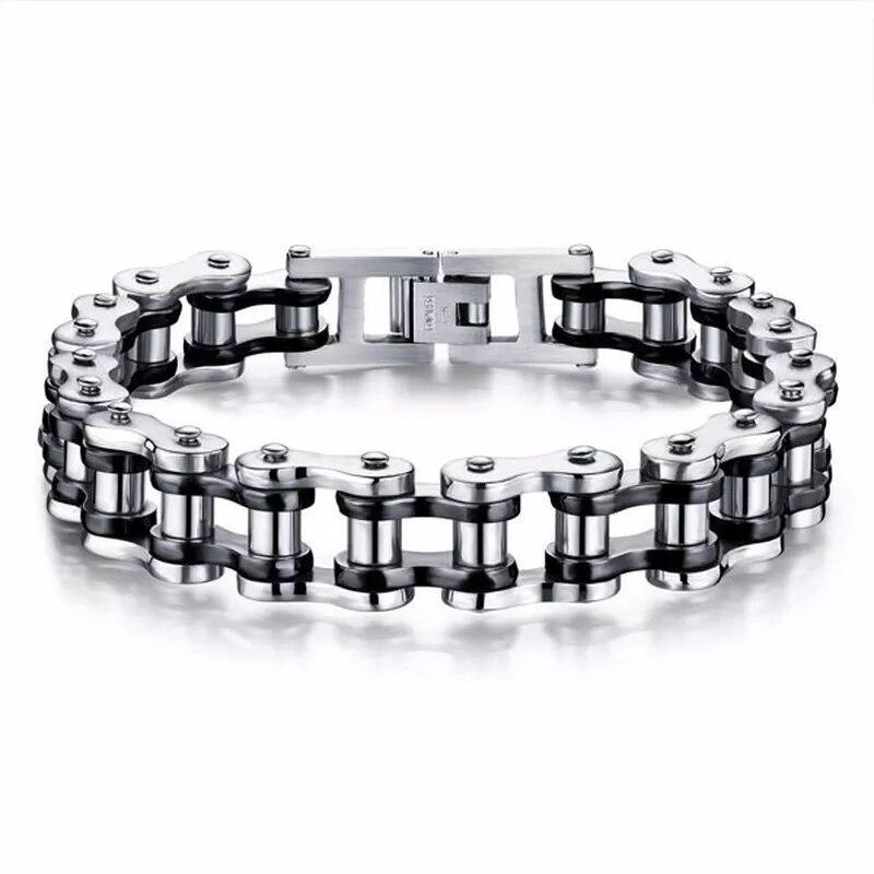 Stainless Steel Biker Chain Bracelet Mens Bracelet Link Chain Motorcycle Bicycle