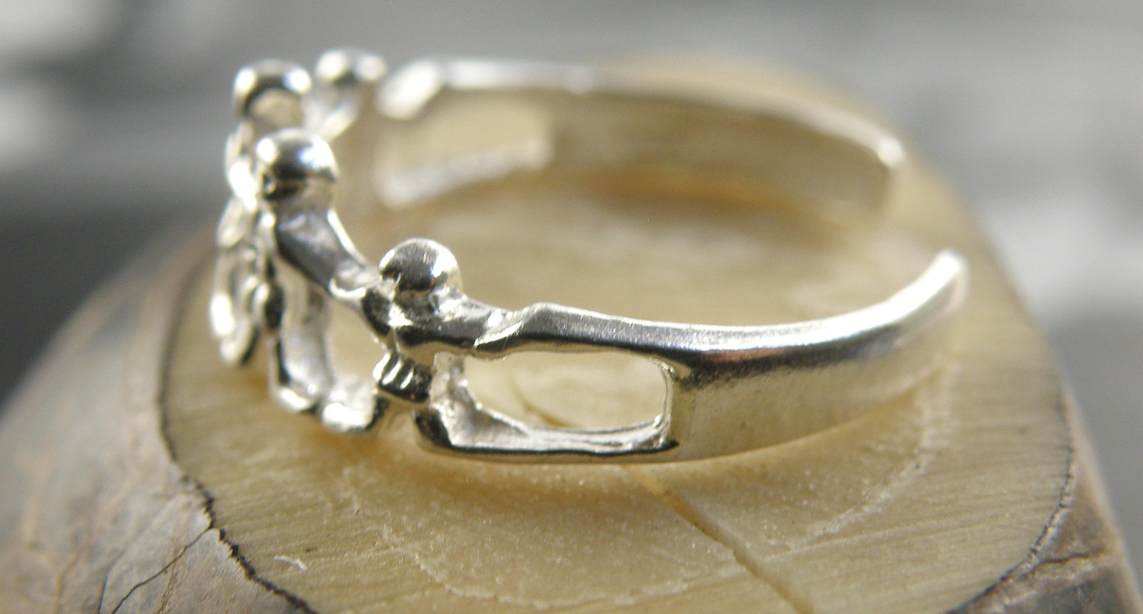 Sterling Silver People Ring Adjustable Pinky Toe or Pinky Finger Size Varies 3+