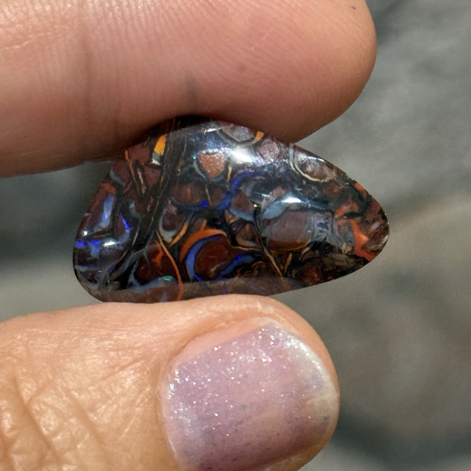 17ct 24.3×14.7×5.4mm Colorful Australian Koroit Boulder Opal Free Form Cabochon