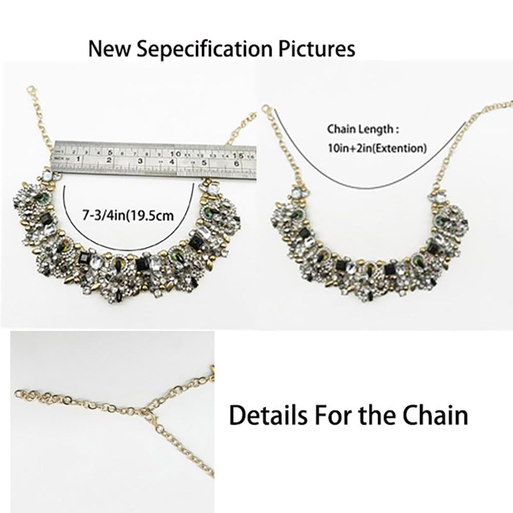 Crystal Rhinestone Chunky Statement Choker Collar Necklace