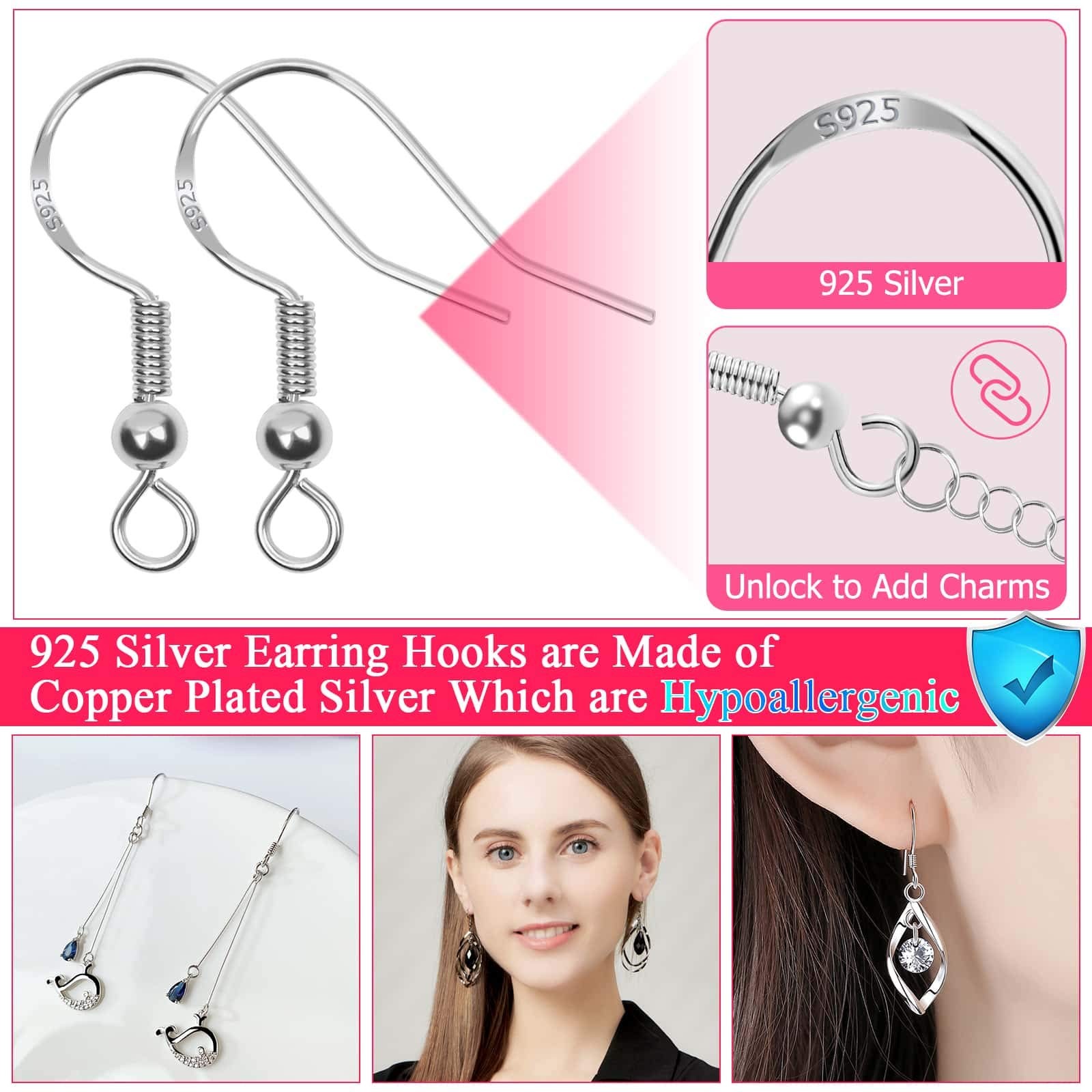 Cludoo Earring Making Kit – 2393 Pcs Hypoallergenic Small, Silver