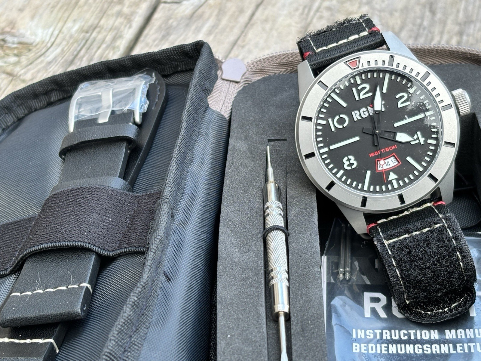 RGMT Military Target Black Quartz Watch. RG-8052-01. Brand New. 2 Straps.