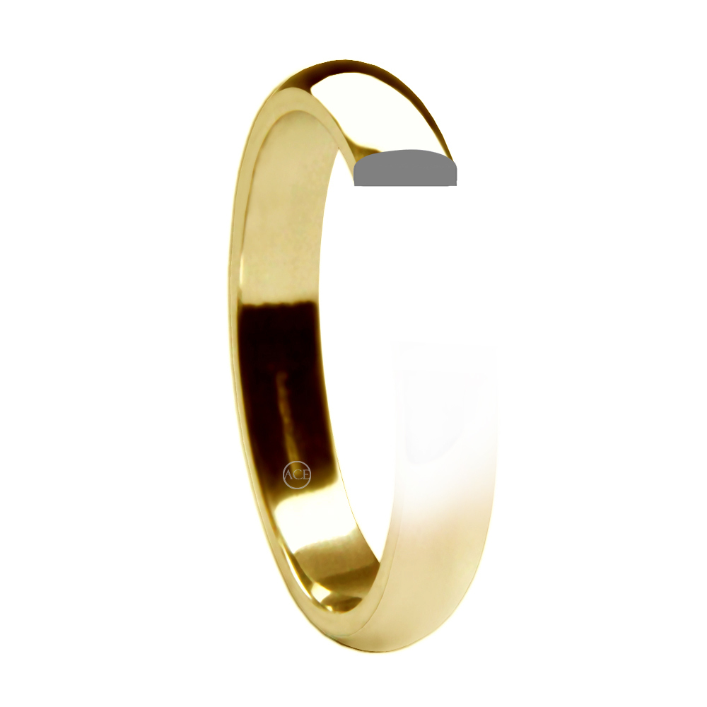 9ct Yellow Gold D-Shape Wedding Rings Heavy 2mm 2.5mm 3mm 4mm 5mm 6mm 375 UK HM